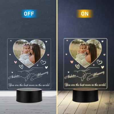Personalized “You Are the Best Mom in the World” Acrylic LED Lamp with warm white  Light